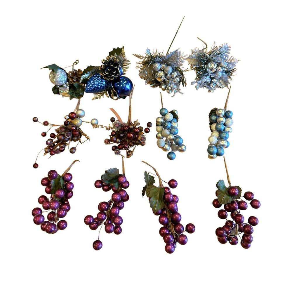 Bundle 12 Festive Holiday Christmas Berry & Branch Picks Twigs Decorations
